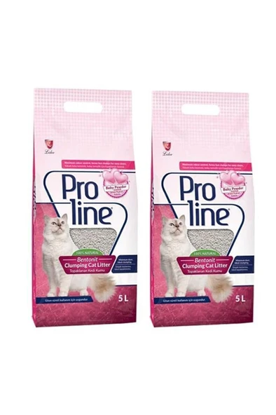 Proline Doğal Topaklanan Baby Powder Kokulu Kedi Kumu 5 Lt 2 Adet ürün görseli 1