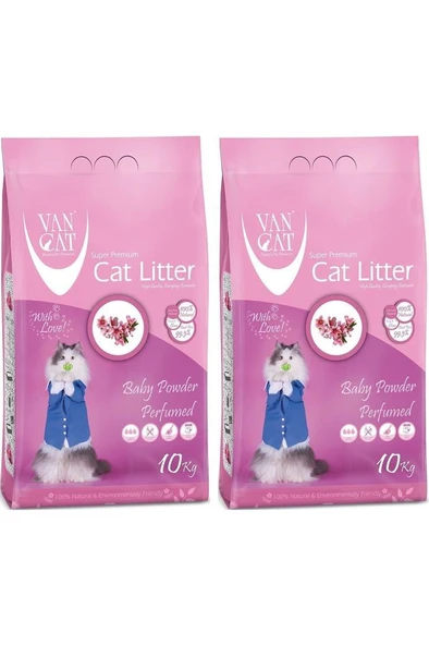 Van Cat Baby Powder Parfümlü Kedi Kumu 10 Kg 2 Adet ürün görseli 1