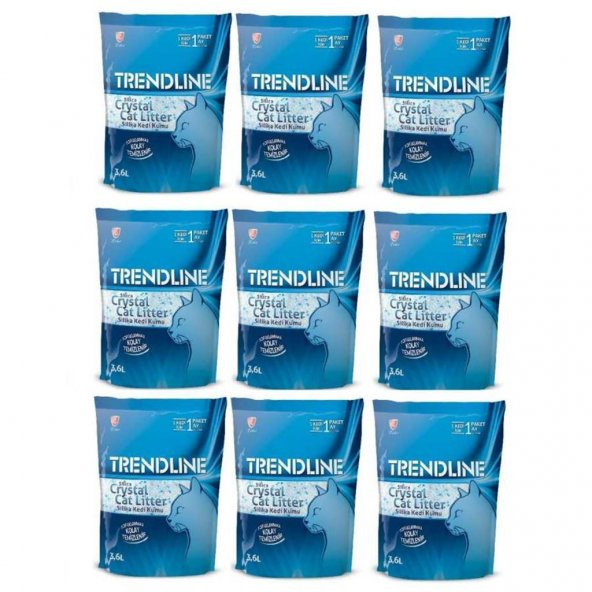 Trendline Tozsuz Silika Kedi Kumu 3,6 Lt 9'Lu Set ürün görseli 1