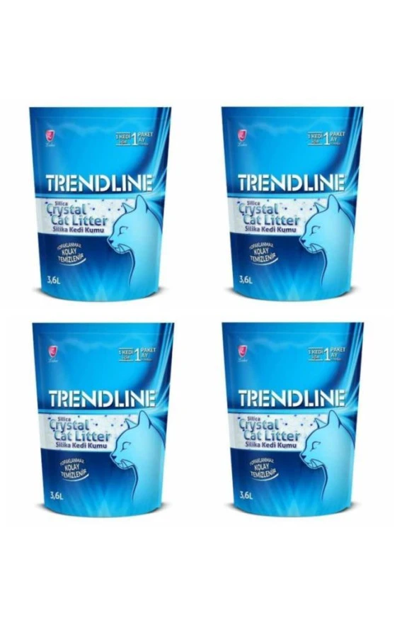 Trendline Silika Tozsuz Kristal Kedi Kumu 3,6 Lt X 4 Paket ürün görseli 1