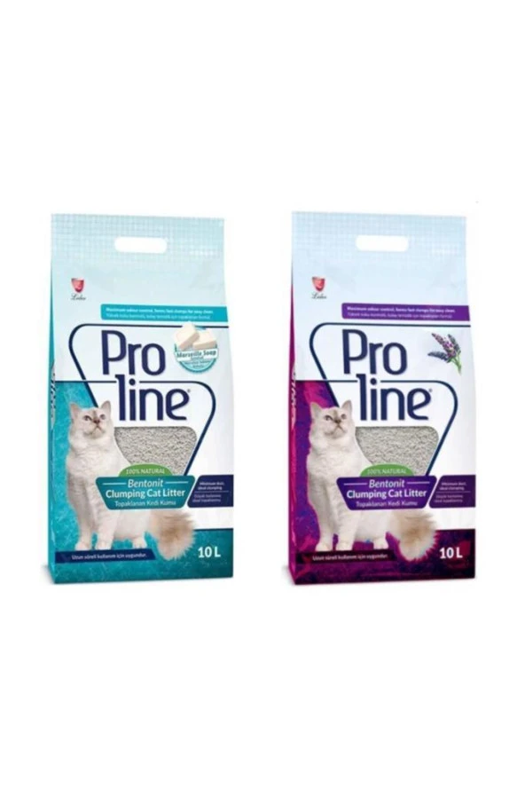 Pro Line Lavanta Kokulu Ve Marsilya Sabunlu Bentonit Kedi Kumu 10 Lt * 2 Adet ürün görseli 1
