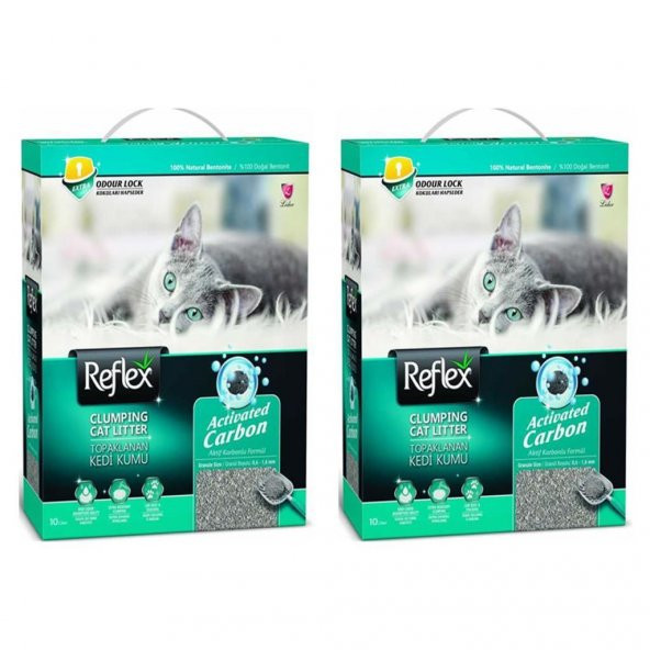 Reflex Aktif Karbonlu Süper Hızlı Topaklanan Kedi Kumu 10 Lt 2 Adet ürün görseli 1