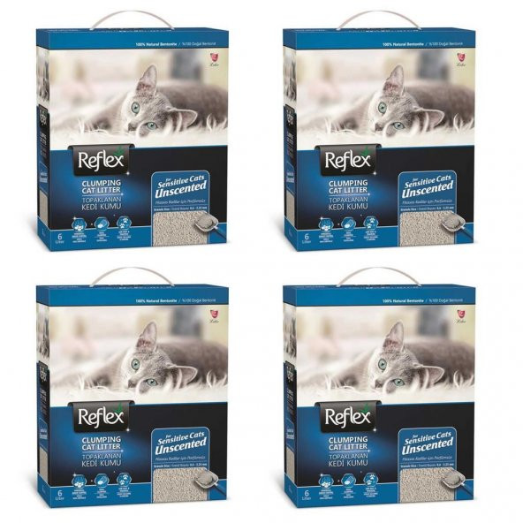 Reflex Sensitive Kokusuz Kedi Kumu 6 Lt 4 Adet ürün görseli 1