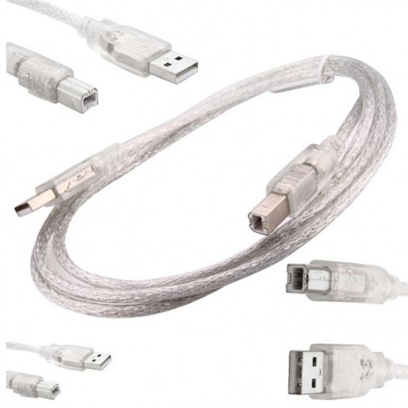 Usb Yazıcı Kablosu 5 Metre Şeffaf 1316 ürün görseli 1