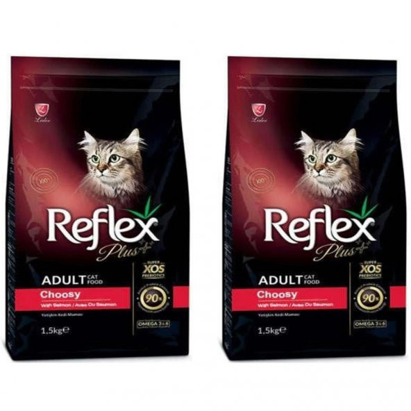 Reflex Plus Choosy Somonlu Kuru Kedi Maması 1,5 Kg 2'Li Set ürün görseli 1
