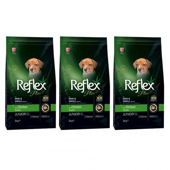 Reflex Plus Küçük Mini Irk Tavuklu Yavru Köpek Maması 3 Kg 3'Lü Set ürün görseli 1