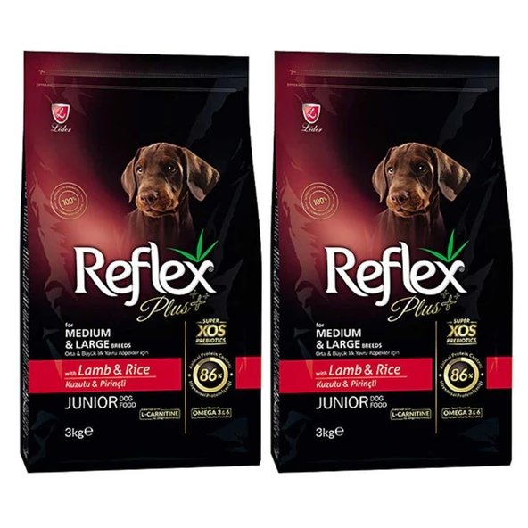 Reflex Plus Orta Büyük Irk Kuzulu Pirinçli Yavru Köpek Maması 3 Kg 2 Adet ürün görseli 1