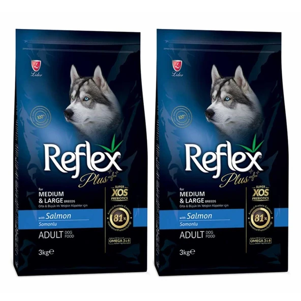 Reflex Plus Orta Büyük Irk Somonlu Yetişkin Köpek Maması 3 Kg 2 Adet ürün görseli 1