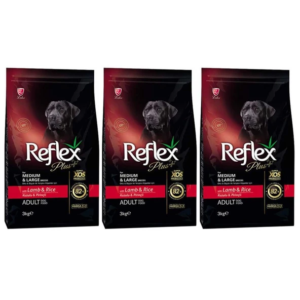 Reflex Plus Orta Büyük Irk Kuzulu Pirinçli Yetişkin Köpek Maması 3 Kg 3 Adet ürün görseli 1