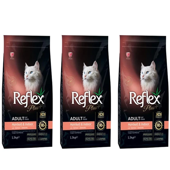 Reflex Plus Somonlu Hairball Yetişkin Kedi Maması 1,5 Kg 3 Adet ürün görseli 1