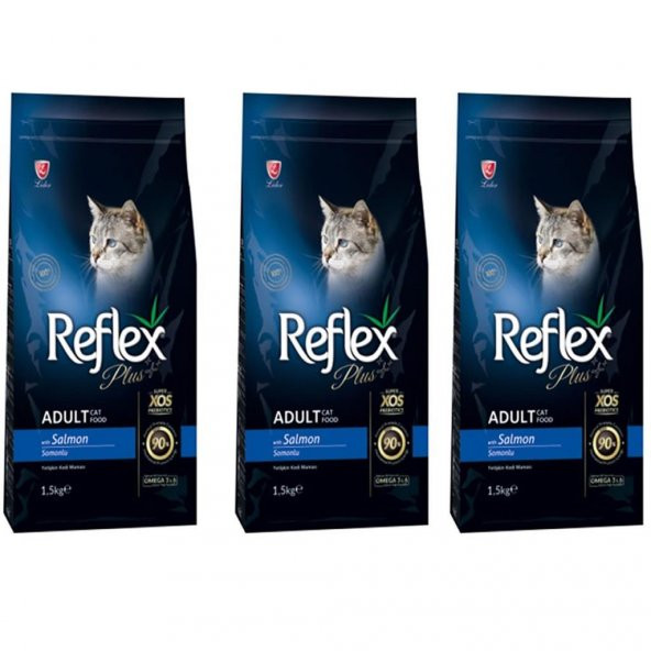 Reflex Plus Somon Balıklı Yetişkin Kedi Maması 1,5 Kg 3'Lü Set ürün görseli 1