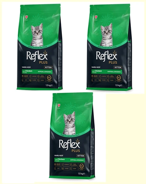 Reflex Plus Tavuklu Yavru Kedi Maması 1,5 Kg 3'Lü Set ürün görseli 1