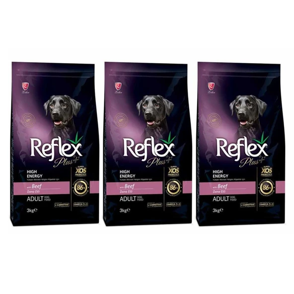 Reflex Plus Yüksek Aktiviteli Dana Etli Yetişkin Köpek Maması 3 Kg 3 Adet ürün görseli 1
