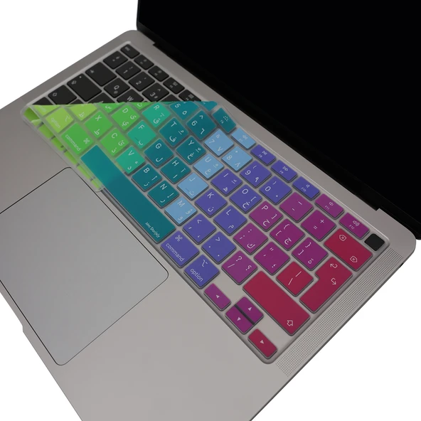 Arapça MacBook Air Klavye Koruyucu – M1 13 İnç İnce Silikon Kapak A2179 A2337 Dazzle UK Ters L Enter ürün görseli 1