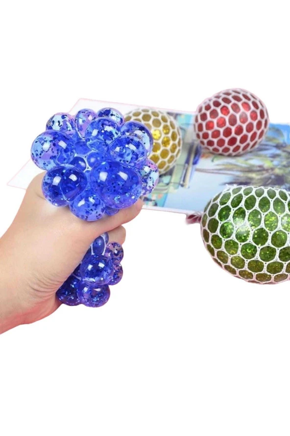 2 Adet Squishy Ball Beyincik Stres Topu Sukuşi Fileli Baloncuklu Stres Topu ürün görseli 1