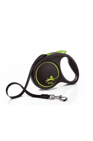 Flexi Black Design Otomatik Serit Köpek Gezdirme Kayisi Yesil 5mt Medium Yeşil ürün görseli 1