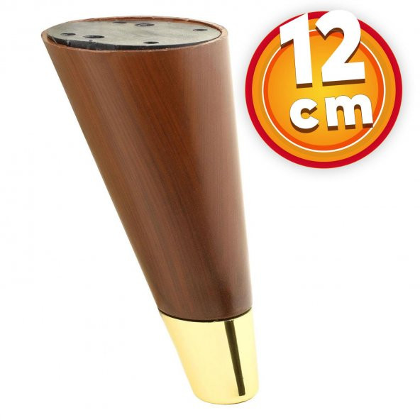 Lüks Mobilya Sehpa TV Ünitesi Koltuk Ayağı 12 cm Kahverengi Ahşap Desenli Gold Ayak ürün görseli 1