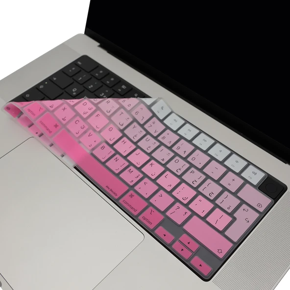 Arapça baskılı MacBook klavye koruyucu silikon Air Pro 13.6 15.3 14.2 16.2 inç Ters L Enter uyumlu ürün görseli 1