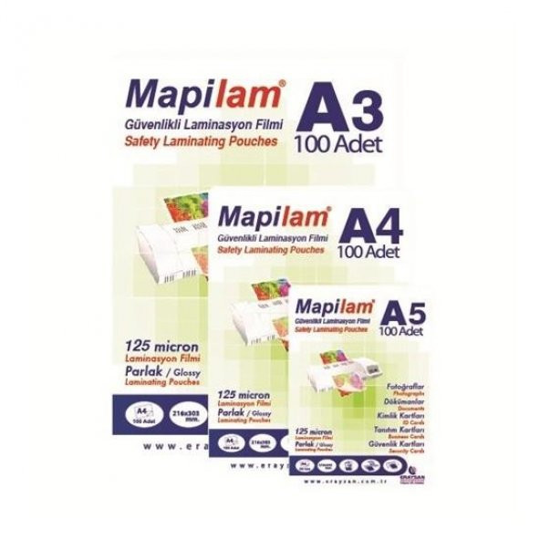 MAPILAM LAMINASYON FILMI A4 125 mıc.100 LU ürün görseli 1