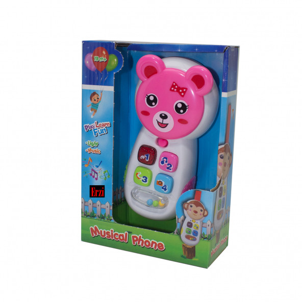 Cep Telefon Sevimli Telefon Işıklı Sesli Pembe - Resim 2