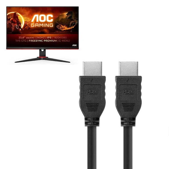 Hdmi Kablo 1.5mt 4K Full HD Premium Yüksek Hızlı AOC Monitör Görüntü Kablosu ürün görseli 1