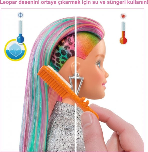 Barbie Leopar Desenli Saçlar Bebeği - Resim 2