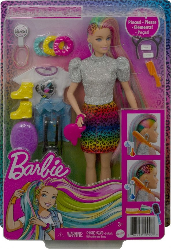 Barbie Leopar Desenli Saçlar Bebeği - Resim 5