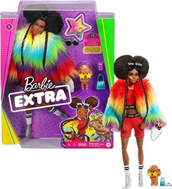 Barbie Extra - Gökkuşağı Renkli Ceketli Bebek ürün görseli 1