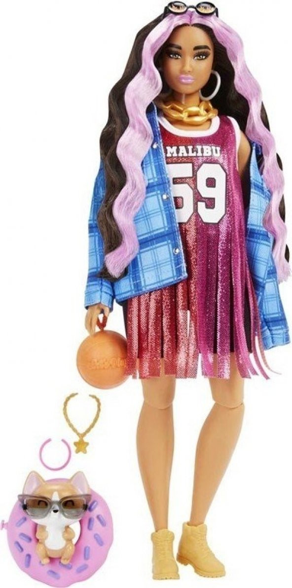 Barbie Extra Ekose Ceketli Bebek ürün görseli 1