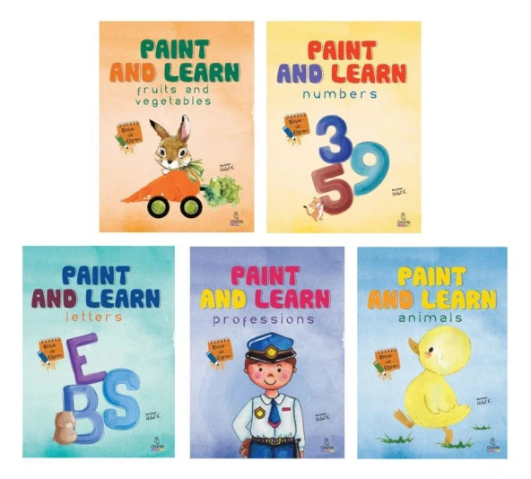 Okul Öncesi İngilizce Boya ve Öğren 5 Kitap Set (Meslekler - Sayılar - Harfler - Hayvanlar - Meyve ve Sebzeler) ürün görseli 1