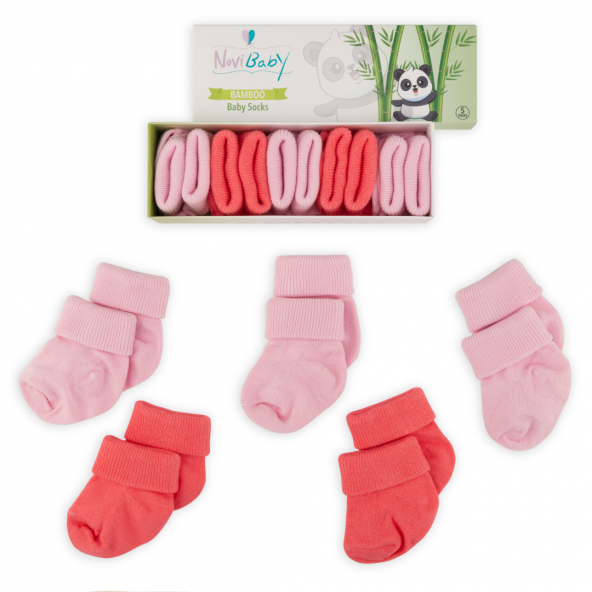 Novibaby 5li Bambu Yenidoğan Bebek Çorap I Rose I 0-6 ay ürün görseli 1