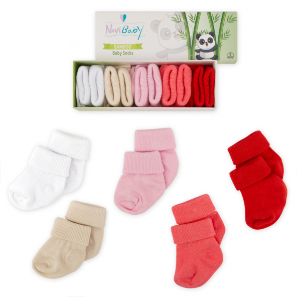 Novibaby 5li Bambu Yenidoğan Bebek Çorap I Love I 0-6 ay ürün görseli 1