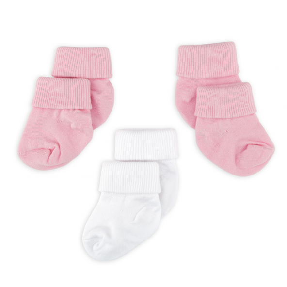 Novibaby 3lü Bambu Yenidoğan Bebek Çorap I Pinky I 0-6 ay ürün görseli 1