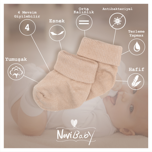 Novibaby 3lü Bambu Yenidoğan Bebek Çorap I Bee I 0-6 ay ürün görseli 1