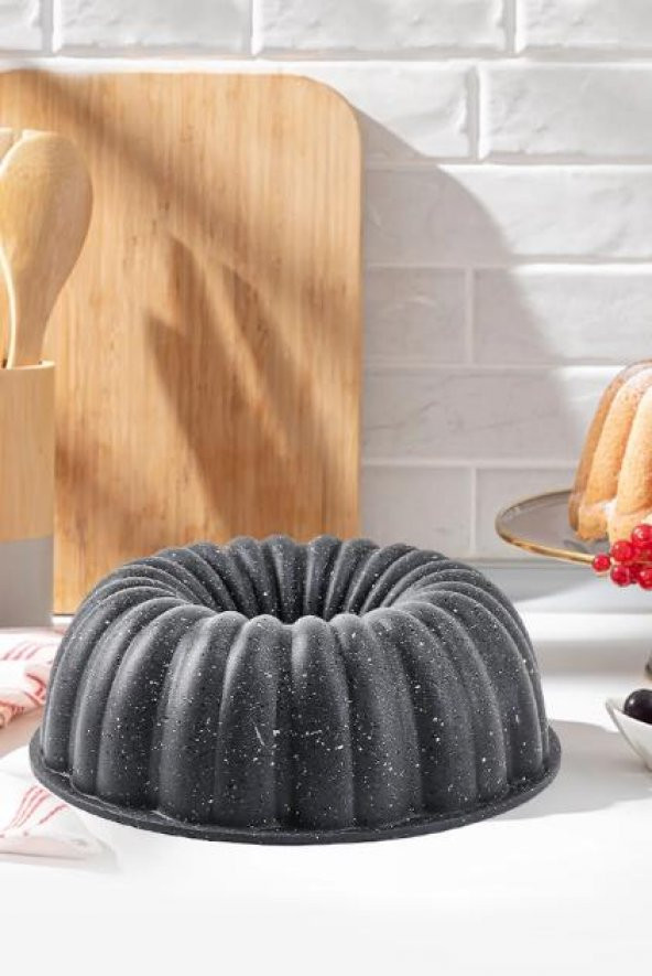 Eda Papatya 26 cm Döküm Granit Kek Kalıbı Gri ürün görseli 1