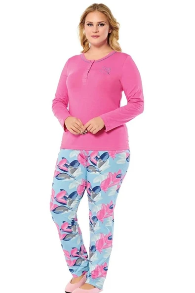 Alperi 79-34 Kadın Büyük Beden Uzun Kol Pijama Takımı ürün görseli 1