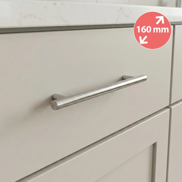 Alüminyum Paslanmaz İnox 160 mm Mobilya Boy Kulp Çap: 12 mm ürün görseli 1