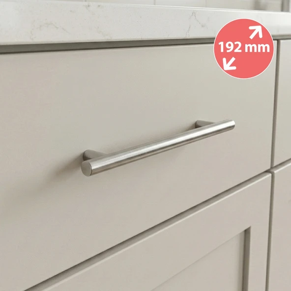 Alüminyum Paslanmaz İnox 192 mm Mobilya Boy Kulp Çap: 12 mm ürün görseli 1