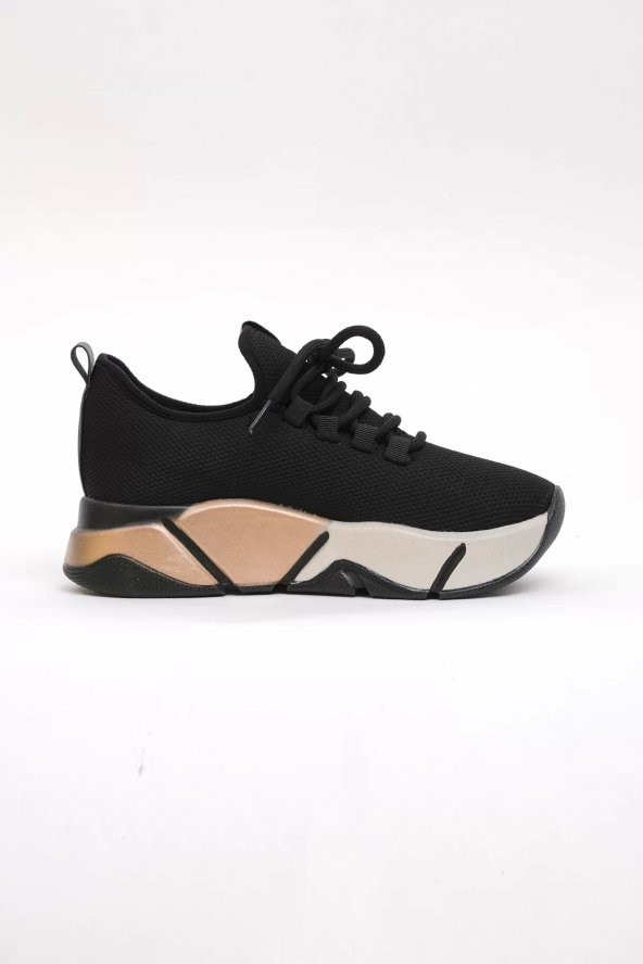 Kalın Taban Outdoor Kadın Sneaker Siyah Ayakkabı 45020 ürün görseli 1