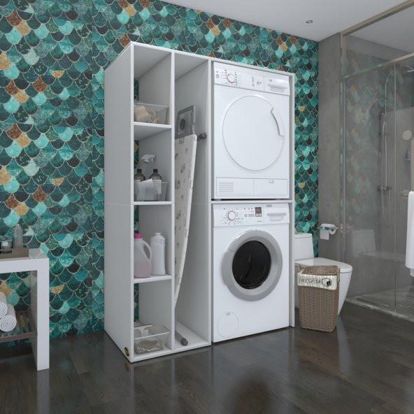 Kenzlife Çamaşır-Kurutma Makinesi Dolabı Alyusha Sol Byz 180X120x60 Banyo Kapaksız Arkalıksız ürün görseli 1