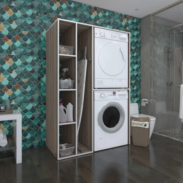 Kenzlife çamaşır-kurutma makinesi dolabı alyusha sol crd 180*120*60 banyo kapaksız arkalıksız ürün görseli 1
