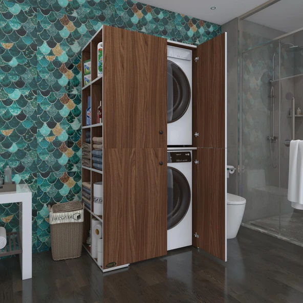 Kenzlife çamaşır-kurutma makinesi dolabı kapaklı fedyenka sol cvz 180*090*60 banyo arkalıksız ürün görseli 1