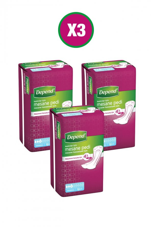Depend Mesane Pedi Kadın Normal 12 Li- 3'lü Paket ürün görseli 1