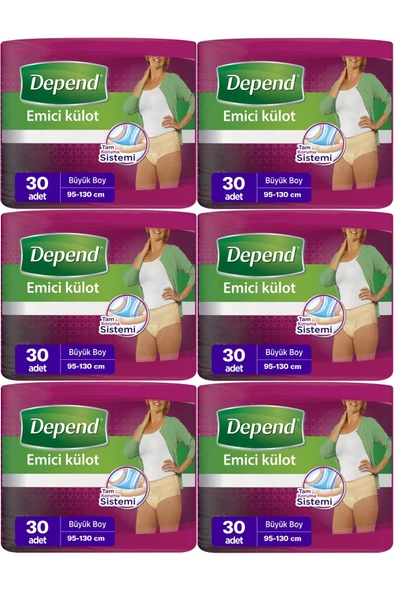Depend Emici Külot Hasta Bezi Large - Büyük Kadın 180 Adet (6PKx30) ürün görseli 1
