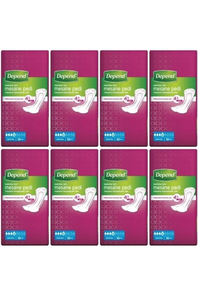 Depend MESANE PEDİ KADIN EKSTRA 10 LU 8 PAKET ürün görseli 1