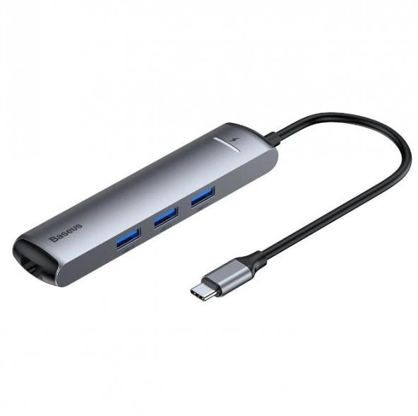 Baseus Led Işıklı 87W 4K 5 gbps 6İN1 Type C Hub HDMI 3x USB 3.0 RJ45 Type C Dönüştürücü Çoğaltıcı Hub ürün görseli 1