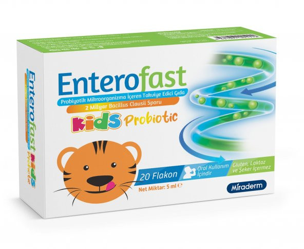 MİRADERM ENTERO FAST MİRADERM ENTEROFAST KİDS PROBİOTİC 20 FLAKON ürün görseli 1