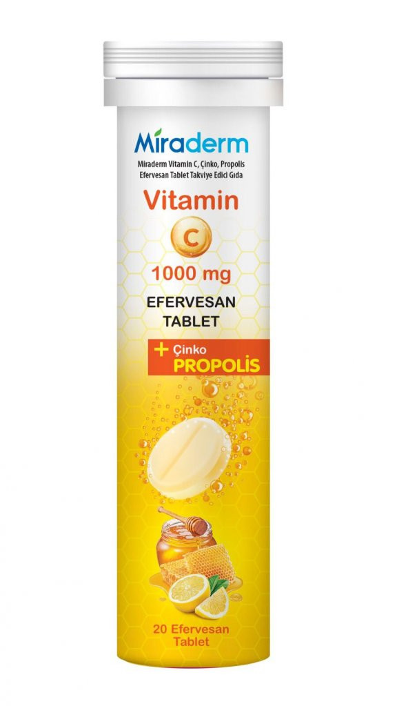 Miraderm  PROPOLIS VITAMİN C CINKO 20 EFERVESAN TABLET ürün görseli 1