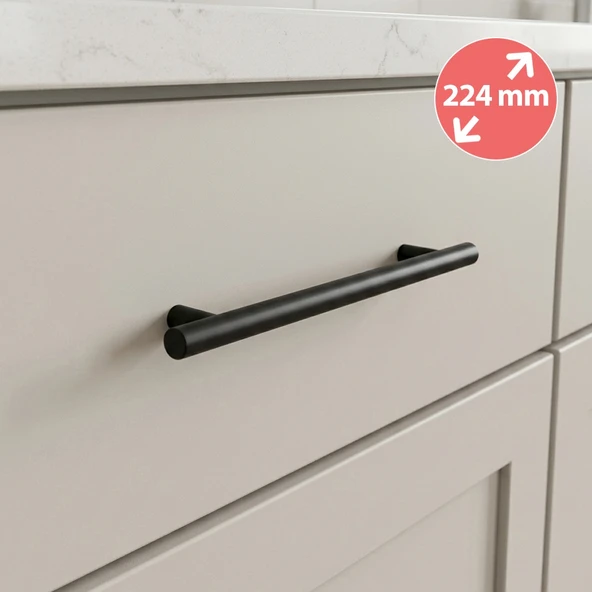 Alüminyum Paslanmaz Mat Siyah 224 mm Mobilya Kulp Çap:12 mm ürün görseli 1