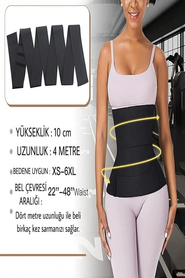 SAUNA SUIT Waist Trainer Inceltici Zayıflatıcı Bele Dolamalı Kum Saati 4m Sarma Bel Korsesi ürün görseli 1